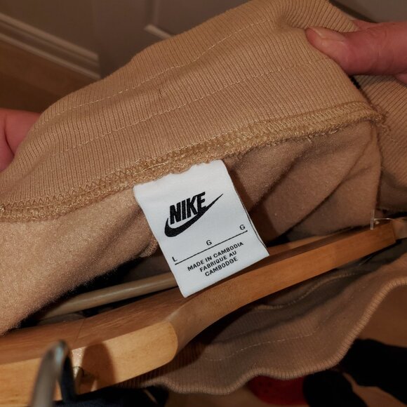 Women's Beige Nike High-Waisted Sweatpants Phoenix Size LG - Picture 3 of 3
